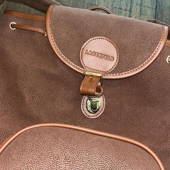 Lagerfeld Pebbled Faux Leather Backpack Parfum International Vintage - Picture 2 of 5